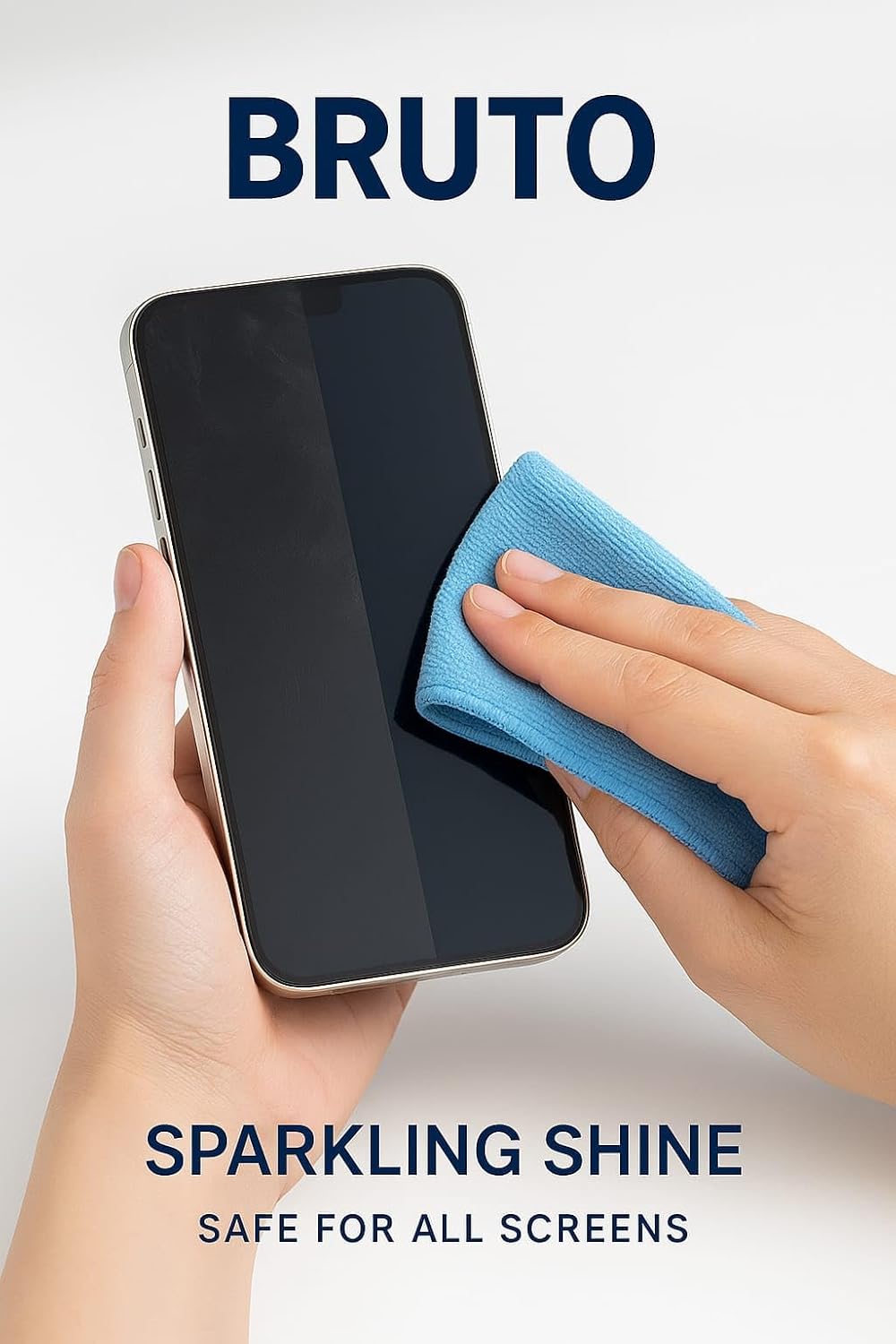 Bruto Screen & Multi-Surface Anti-Static Cleaner Spray with Microfiber Cloth – 100ml | Streak-Free Cleaning for Laptop, TV, Mobile, Monitor, Camera Lens & More