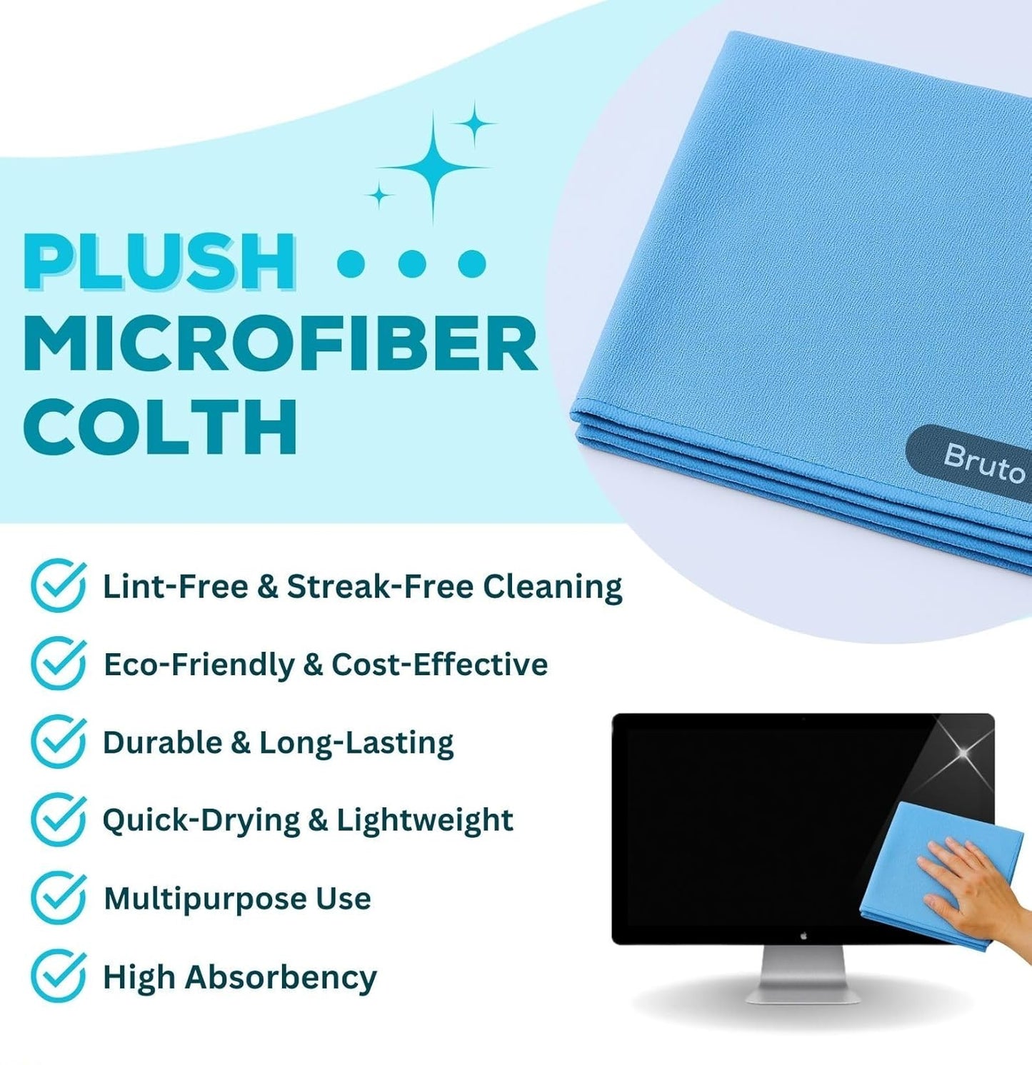 Bruto TV & Laptop Screen Cleaner Spray with Microfiber Cloth | New Non-Alcohol Formula, Anti-Static, Safe for All Screens | 500ml Cleaning Spray for LED, TV, PC, Camera Lens, Mobile & Laptop & More