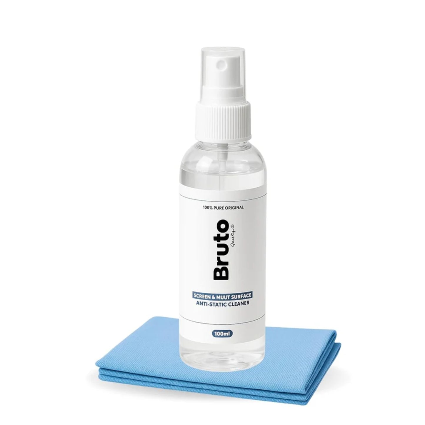 Bruto Screen & Multi-Surface Anti-Static Cleaner Spray with Microfiber Cloth – 100ml | Streak-Free Cleaning for Laptop, TV, Mobile, Monitor, Camera Lens & More