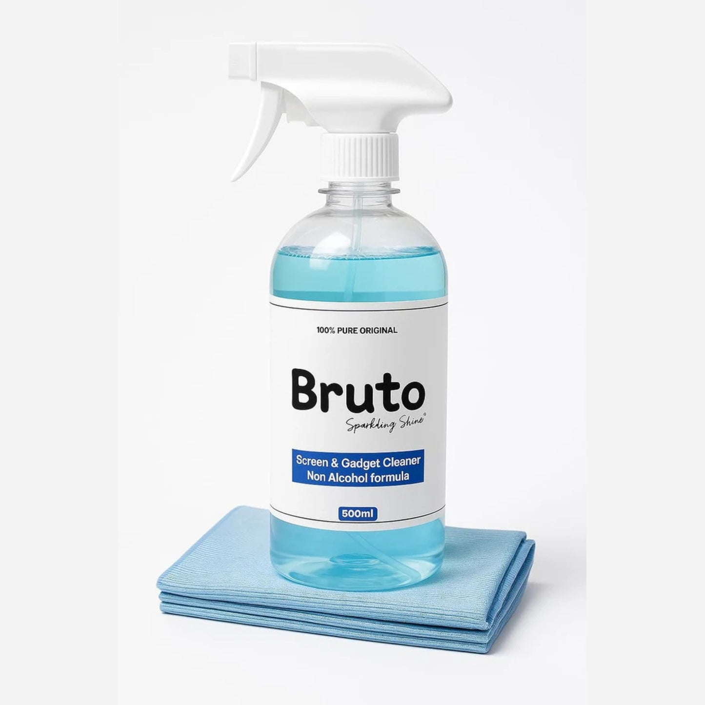 Bruto TV & Laptop Screen Cleaner Spray with Microfiber Cloth | New Non-Alcohol Formula, Anti-Static, Safe for All Screens | 500ml Cleaning Spray for LED, TV, PC, Camera Lens, Mobile & Laptop & More